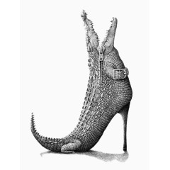 创意插画-鳄鱼高跟鞋
