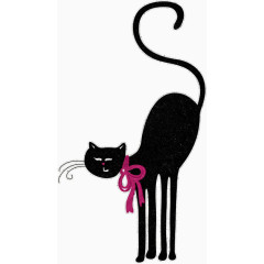 黑色优雅小猫粉色蝴蝶结装饰