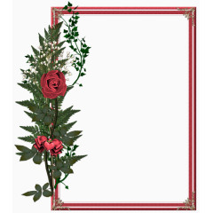 红色玫瑰花装饰简约边框