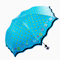 蓝色折叠雨伞