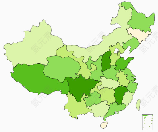 中国绿色植被分布图