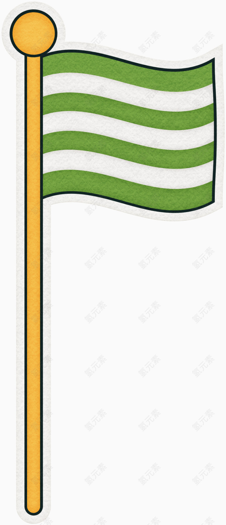 绿色条纹卡通旗子