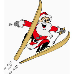 脚踩滑雪板滑雪的圣诞老人