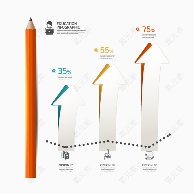 矢量铅笔和数据图表