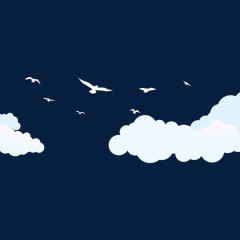 天空白云和飞行的燕子