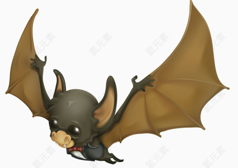 棕色卡通小蝙蝠装饰图案