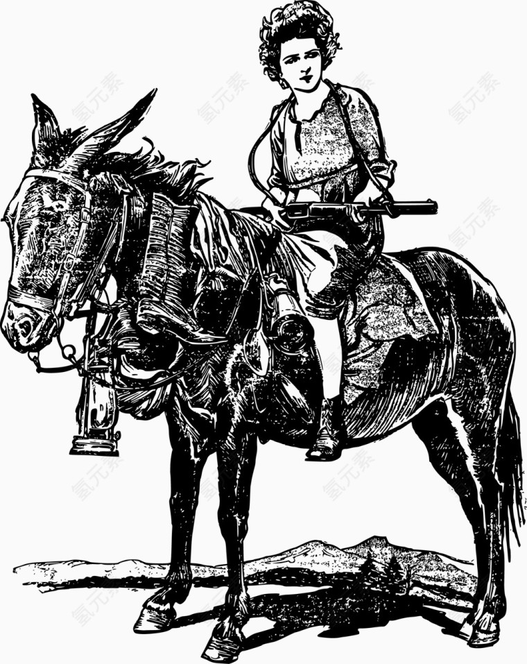 矢量骑在马匹上的女性
