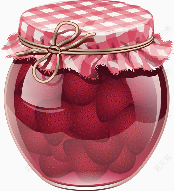 红色清新草莓果酱装饰图案