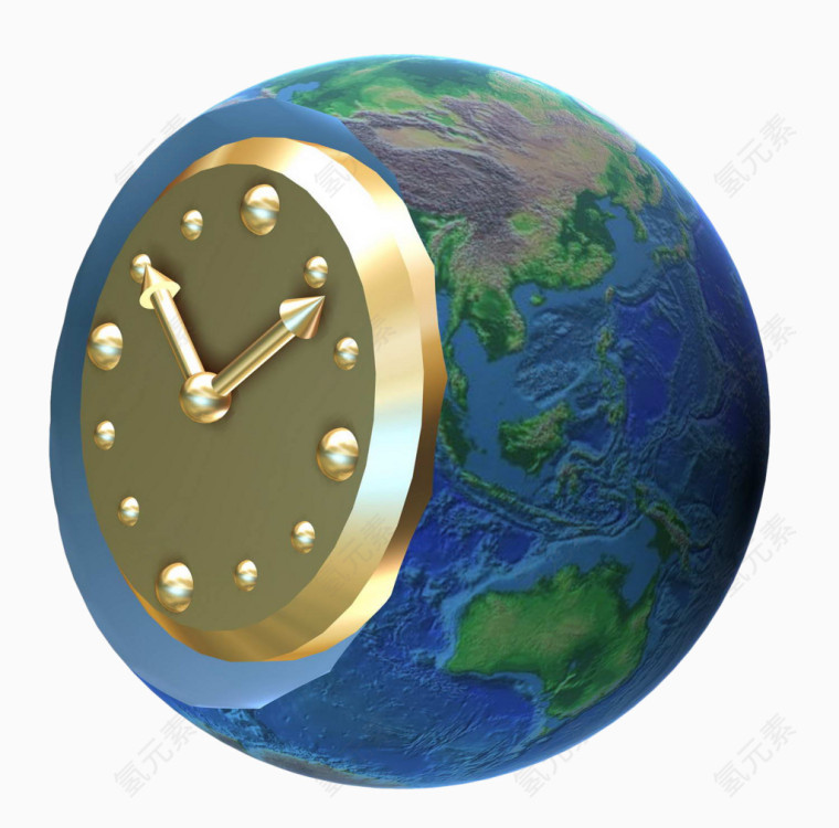 立体地球左侧内嵌时钟