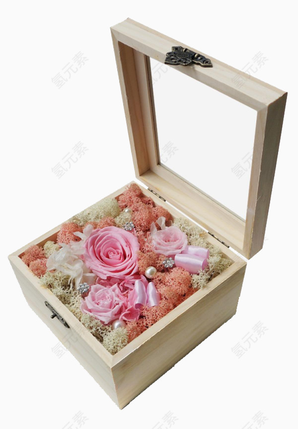 木质盒子装饰玫瑰