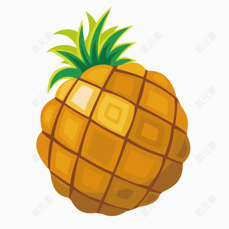 矢量水果俯视黄色菠萝