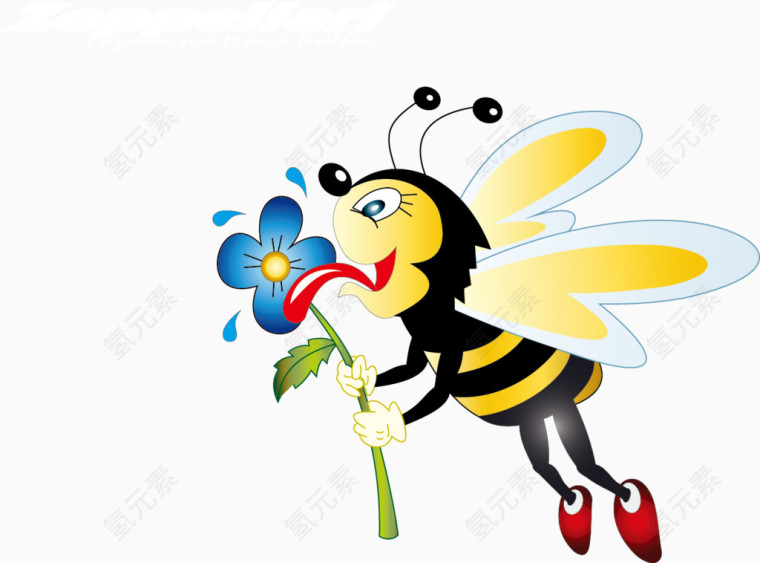吸花粉的蜜蜂矢量素材