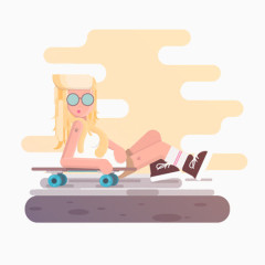 滑滑板的运动金发女生