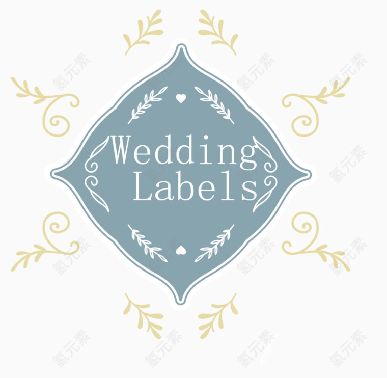 树枝花纹婚礼标签矢量素材