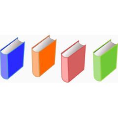 四本不同颜色的卡通厚书