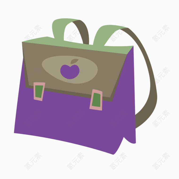矢量卡通紫色手提包