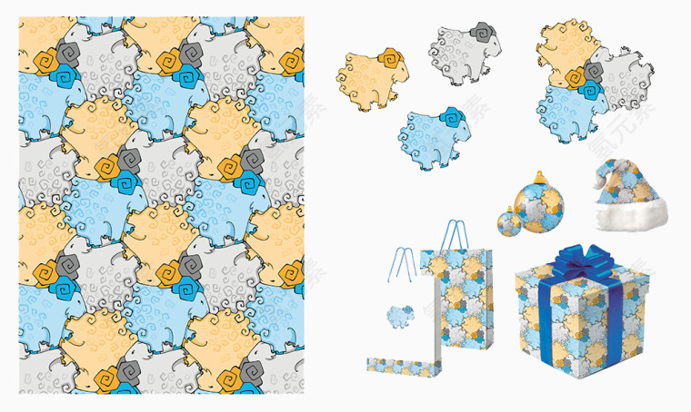 小绵羊背景花纹图案