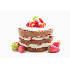 免抠草莓酸奶蛋糕