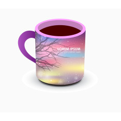 矢量紫色茶杯陶瓷