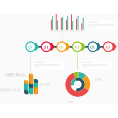 矢量手绘扁平彩色数据图表