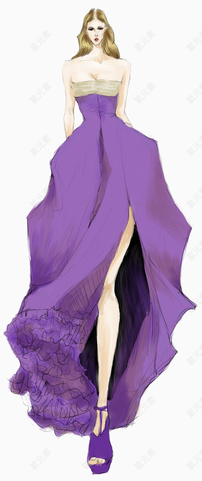 高端女式晚礼服插画