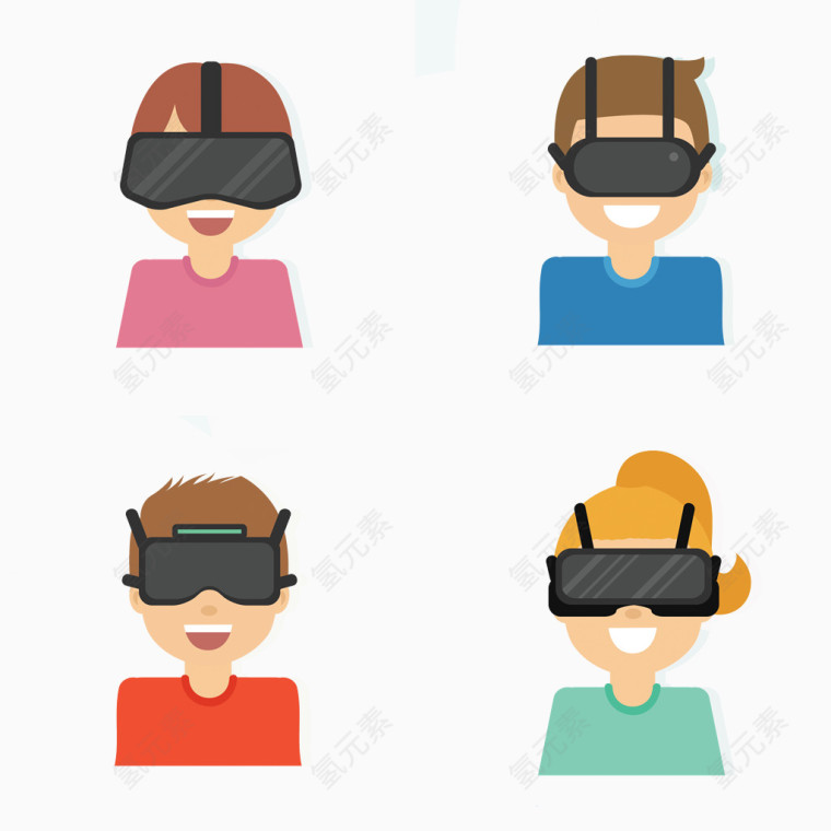 矢量体验VR眼镜的人素材