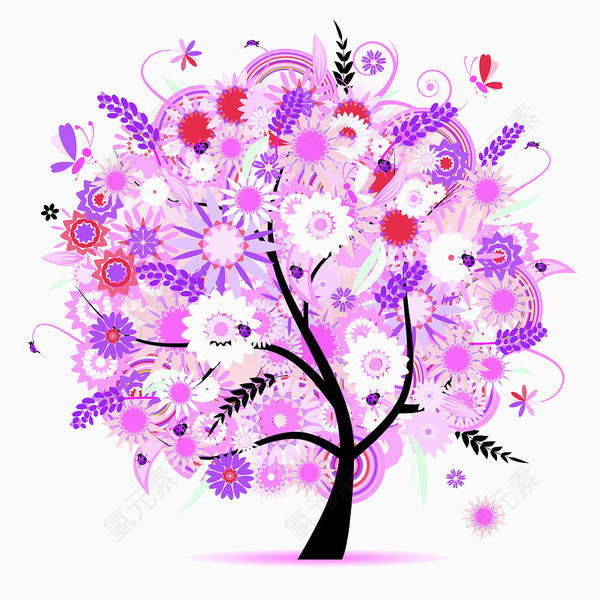 粉色花纹树