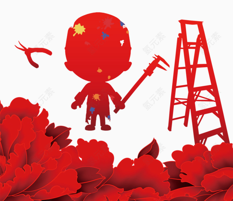 红色梯子钳子花朵