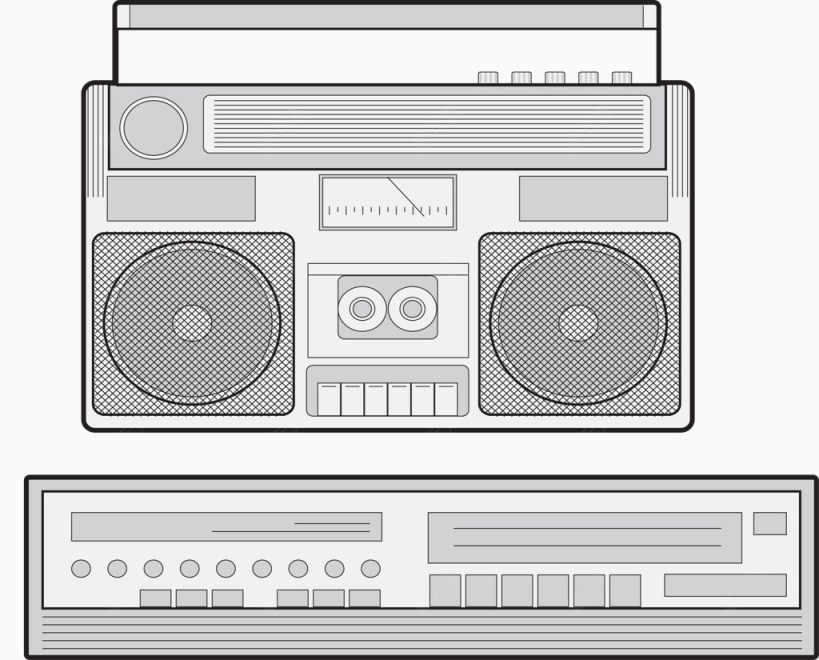 80年代录音机录像机图标矢量图下载