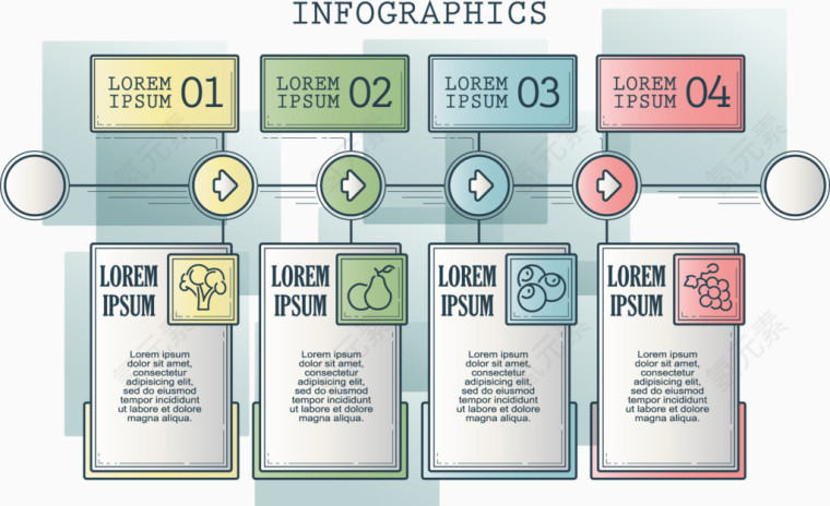 流程操作步骤信息图创意矢量素材