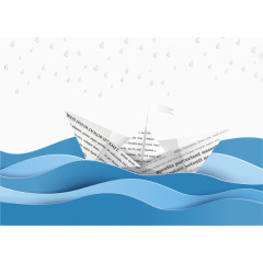 矢量海浪和纸船