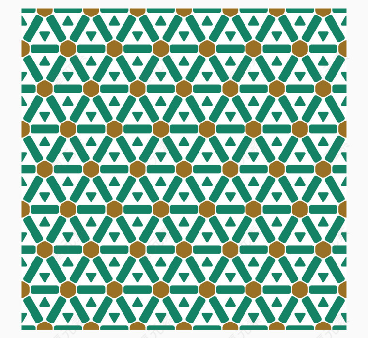 绿色欧式复古三角形墙布矢量图