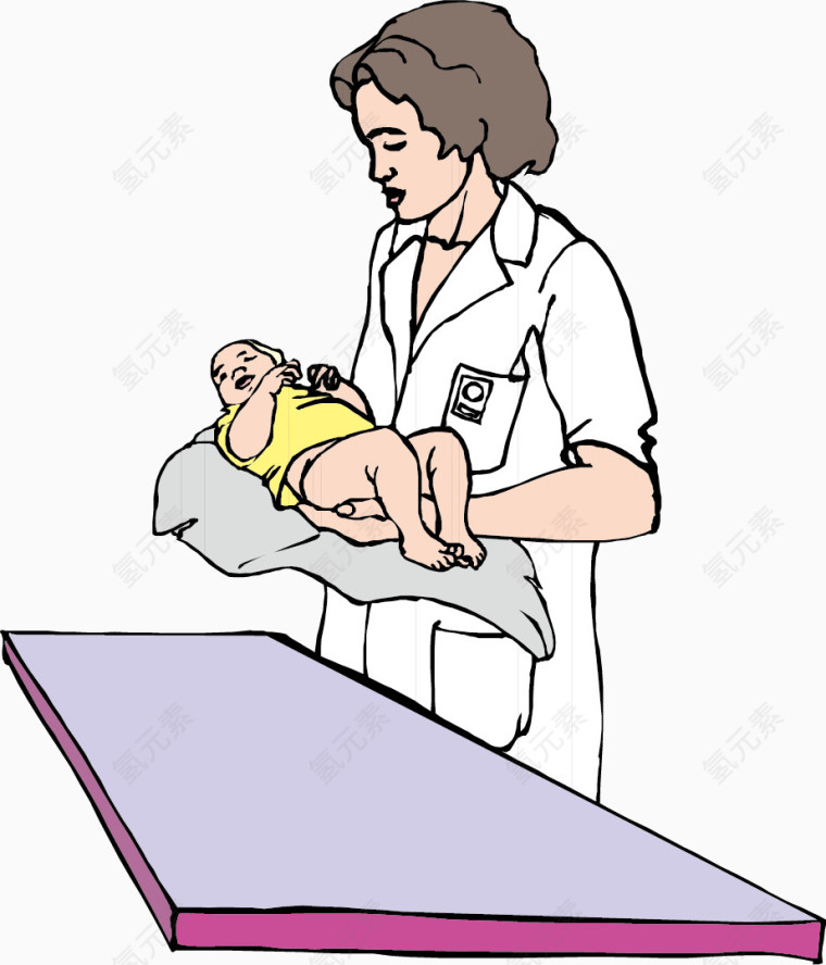 矢量抱着婴儿的医生