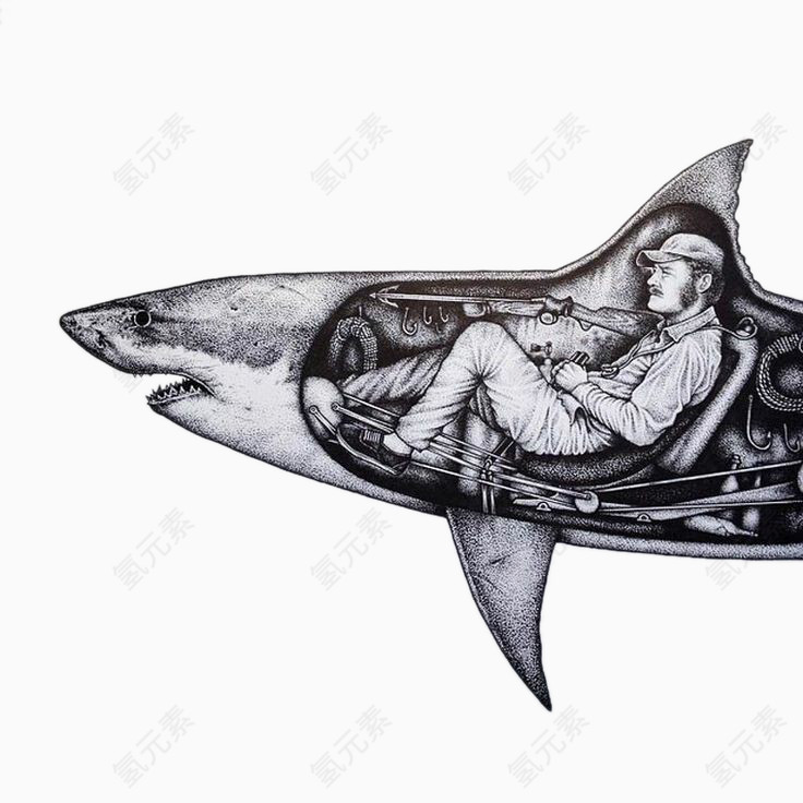 创意插画-鲸鱼潜艇