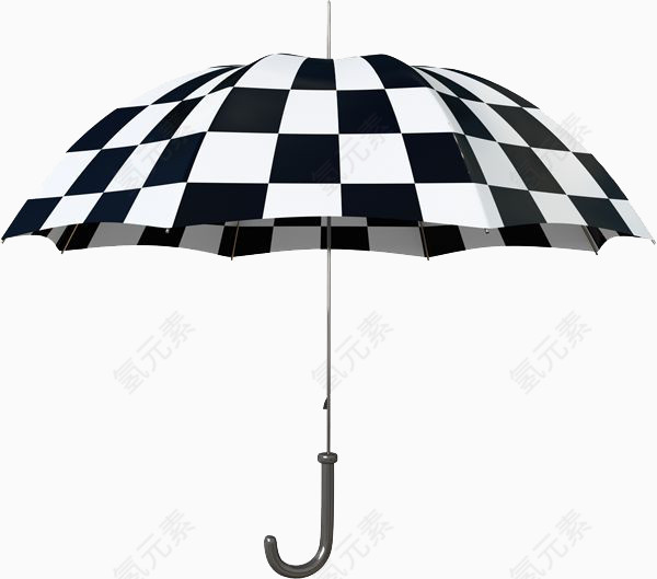 黑白格雨伞