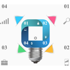 矢量方形灯炮信息图表
