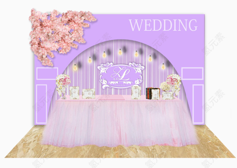 粉紫色婚礼布置