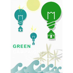 绿色灯泡房子素材图片免费下载