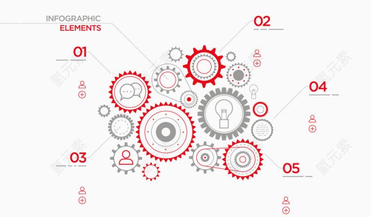 矢量红色齿轮数字