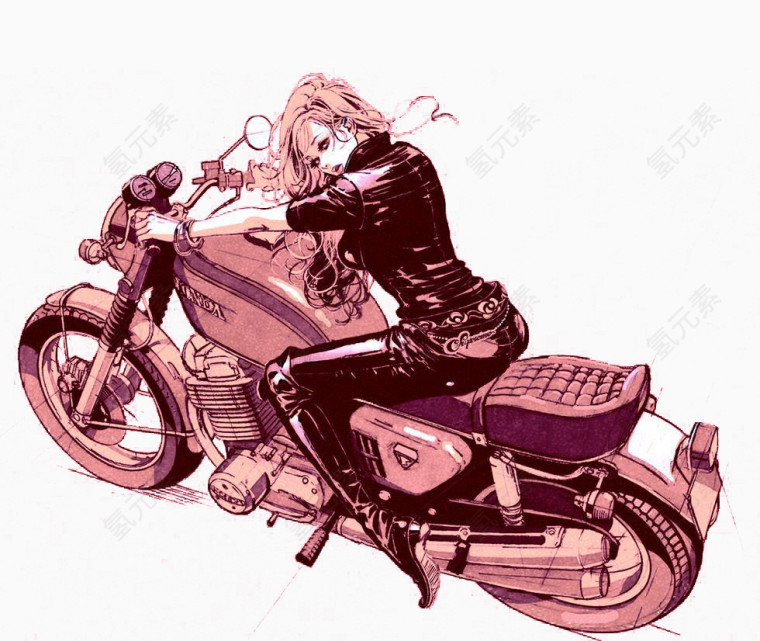 骑摩托车的耍酷女孩