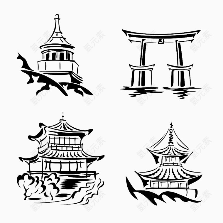 黑色中国风建筑