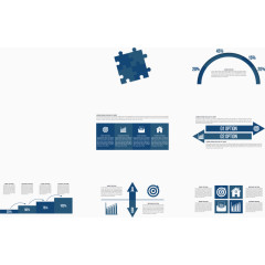 蓝色主题商务信息图表矢量素材