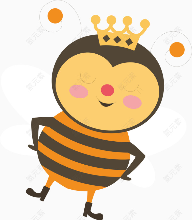 戴皇冠的小蜜蜂矢量图