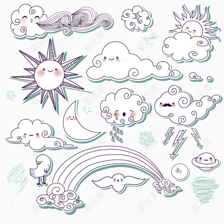 卡通手绘天气云朵