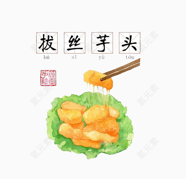 手绘菜品拔丝芋头