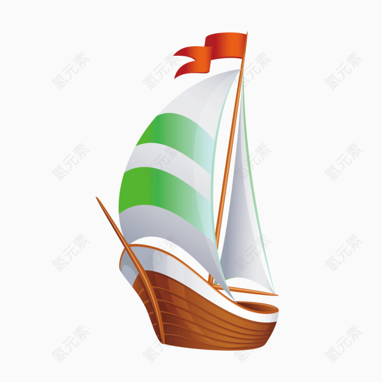 矢量卡通木质帆船