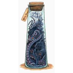 化学仪器瓶装妖怪大眼章鱼