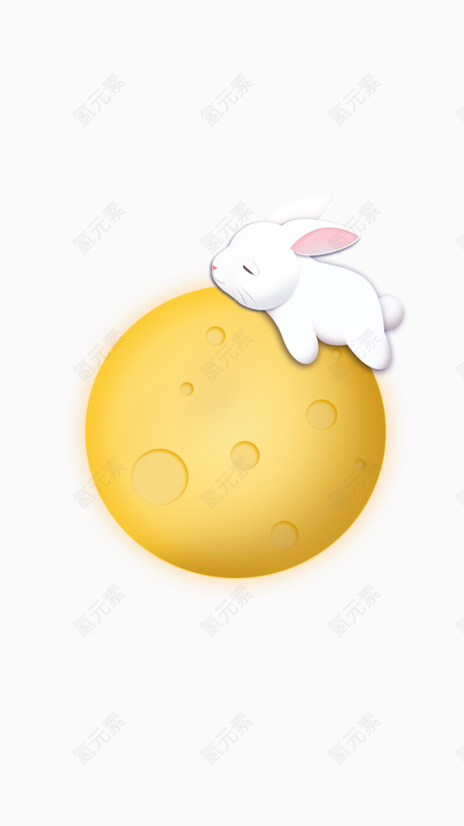 月亮月饼兔子手绘