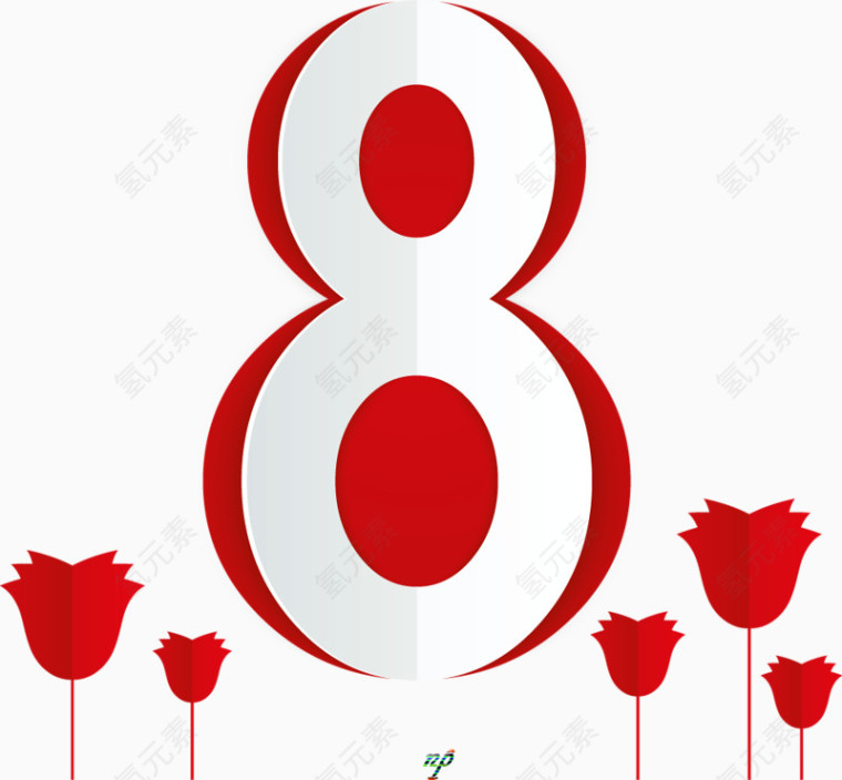 数字8与花朵