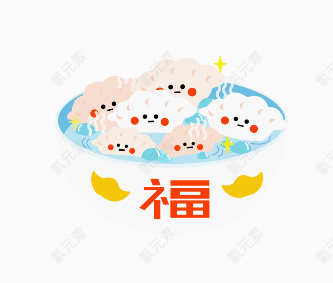 卡通碗里的水饺